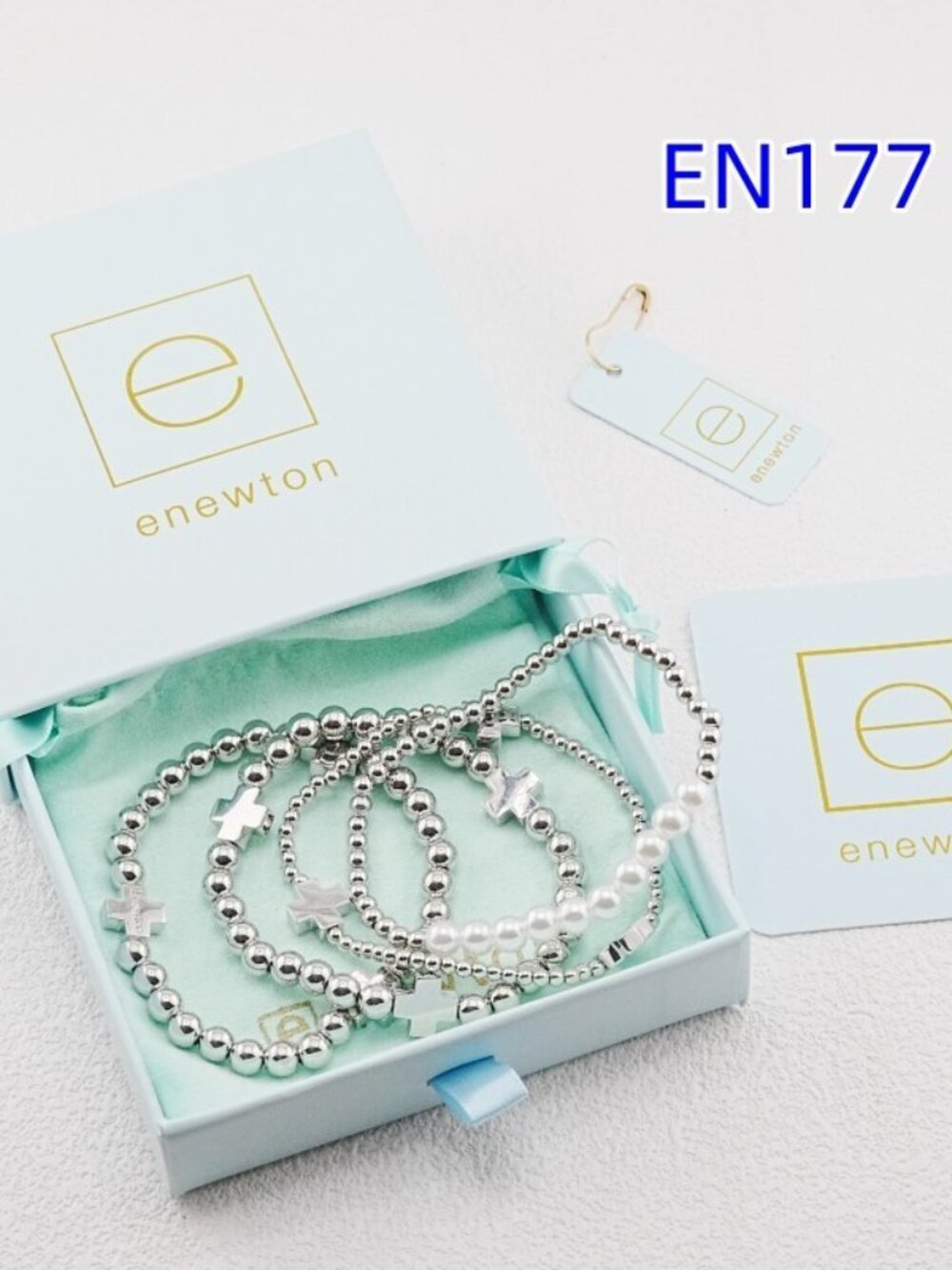 Enewton White Gold Cross Bracelet Set
